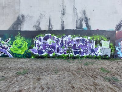 Light Green and Violet Stylewriting by Flaym. This Graffiti is located in Perth, Australia and was created in 2022. This Graffiti can be described as Stylewriting and Characters.
