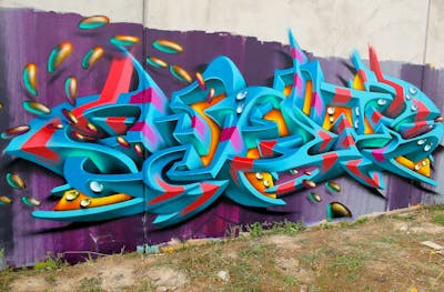 Colorful Stylewriting by Kezam. This Graffiti is located in Melbourne, Australia and was created in 2019. This Graffiti can be described as Stylewriting, 3D and Wall of Fame.