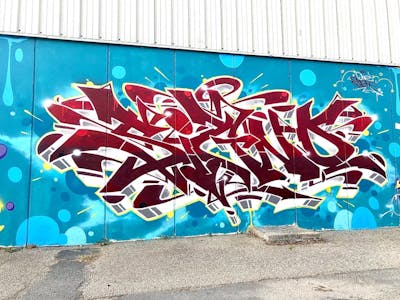 Red and Light Blue Stylewriting by Signo. This Graffiti is located in France and was created in 2022. This Graffiti can be described as Stylewriting and Wall of Fame.