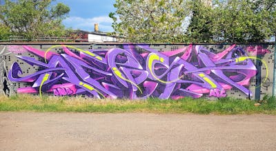Violet and Yellow 3D by angst. This Graffiti is located in Bitterfeld, Germany and was created in 2022. This Graffiti can be described as 3D, Stylewriting and Wall of Fame.