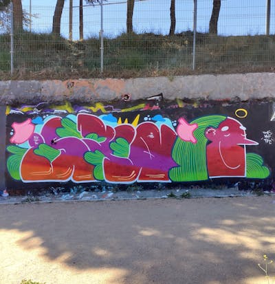 Red and Light Green Stylewriting by NKS. This Graffiti is located in madrid, Spain and was created in 2023. This Graffiti can be described as Stylewriting and Characters.