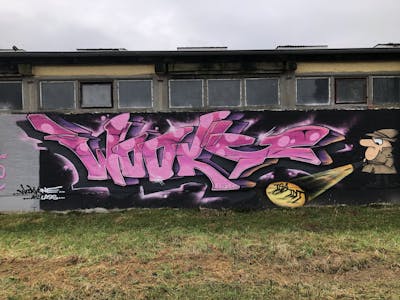Coralle and Black Stylewriting by WOOKY. This Graffiti is located in Leipzig, Germany and was created in 2021. This Graffiti can be described as Stylewriting and Characters.