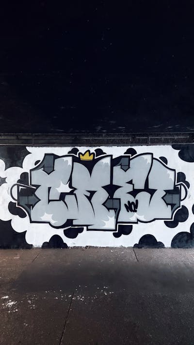 Grey and White and Black Stylewriting by Cimet. This Graffiti is located in Zagreb, Croatia and was created in 2022.