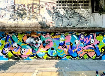 Colorful Stylewriting by Hootive and PANDADEW. This Graffiti is located in Bangkok, Thailand and was created in 2023. This Graffiti can be described as Stylewriting and Characters.