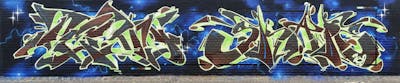 Colorful Stylewriting by Perm, S.KAPE289 and Skape289. This Graffiti is located in Rostock, Germany and was created in 2022. This Graffiti can be described as Stylewriting and Wall of Fame.