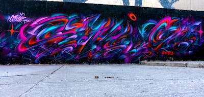 Cyan and Colorful Stylewriting by SNUZ. This Graffiti is located in Kavala, Greece and was created in 2021. This Graffiti can be described as Stylewriting and Futuristic.