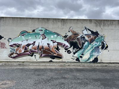 Colorful Characters by TMF and birdie. This Graffiti is located in Freital, Germany and was created in 2024. This Graffiti can be described as Characters and Stylewriting.