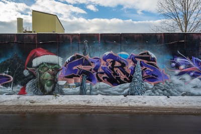 Violet and Coralle and Colorful Stylewriting by TMF and Chr15. This Graffiti is located in Chemnitz, Germany and was created in 2023. This Graffiti can be described as Stylewriting and Characters.