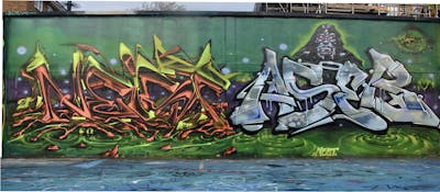 Colorful Stylewriting by Chips, Neist, Tizer and Aseb. This Graffiti is located in London, United Kingdom and was created in 2021. This Graffiti can be described as Stylewriting, Wall of Fame and Characters.