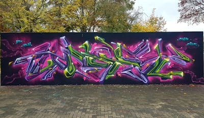 Violet and Light Green Stylewriting by angst. This Graffiti is located in Germany and was created in 2022. This Graffiti can be described as Stylewriting, 3D and Wall of Fame.