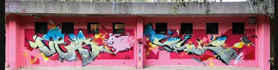Coralle and Colorful Stylewriting by Zeisa RTZCrew and Synk RTZCrew. This Graffiti is located in Perugia, Italy and was created in 2022. This Graffiti can be described as Stylewriting and Characters.