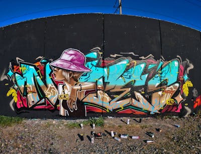 Cyan and Brown and Colorful Stylewriting by Notes, BTS and POK. This Graffiti is located in Prague, Czech Republic and was created in 2022. This Graffiti can be described as Stylewriting and Characters.