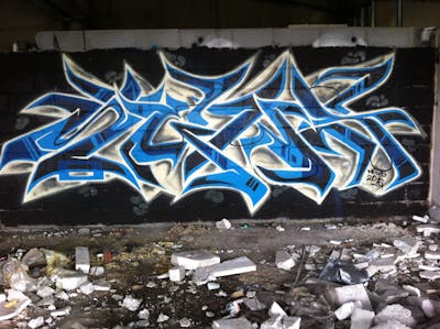 Blue and Black Stylewriting by News. This Graffiti is located in Walbrzych, Poland and was created in 2016. This Graffiti can be described as Stylewriting and Abandoned.