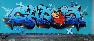 Light Blue and Red Stylewriting by Chr15. This Graffiti is located in Leipzig, Germany and was created in 2022. This Graffiti can be described as Stylewriting, Characters and Wall of Fame.
