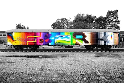 Colorful Stylewriting by Fork Imre. This Graffiti is located in Lahr, Germany and was created in 2016. This Graffiti can be described as Stylewriting, Trains, Wholecars, Futuristic and Commission.