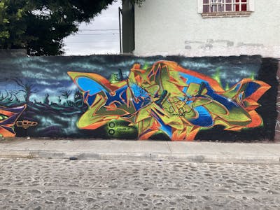 Colorful Stylewriting by XOHARK 37. This Graffiti is located in Queretaro, Mexico and was created in 2021. This Graffiti can be described as Stylewriting and Wall of Fame.