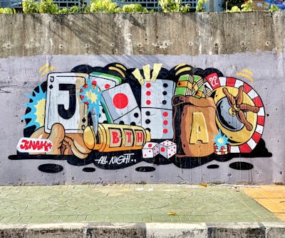 Colorful Characters by JINAK. This Graffiti is located in Batam, Indonesia and was created in 2022. This Graffiti can be described as Characters and Stylewriting.