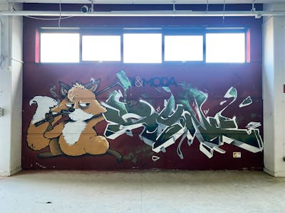Colorful and Green Stylewriting by Zeisa and synk. This Graffiti is located in Perugia, Italy and was created in 2023. This Graffiti can be described as Stylewriting, Characters and Abandoned.