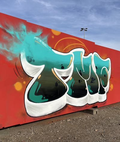 Cyan and Red and Orange Stylewriting by TMF and Chr15. This Graffiti is located in Leipzig, Germany and was created in 2024. This Graffiti can be described as Stylewriting, Wall of Fame and Throw Up.