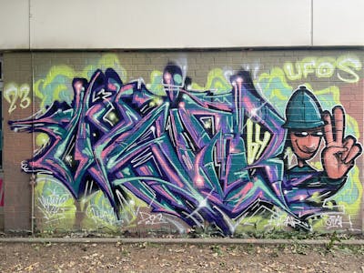 Violet and Cyan Stylewriting by Vysier64. This Graffiti is located in Hamburg, Germany and was created in 2023. This Graffiti can be described as Stylewriting and Characters.