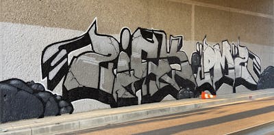 Grey Stylewriting by ZICK and PMZ CREW. This Graffiti is located in Lathen, Germany and was created in 2022.