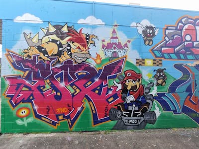 Colorful Stylewriting by ESSEX, MOC and TNC. This Graffiti is located in Australia and was created in 2023. This Graffiti can be described as Stylewriting and Characters.