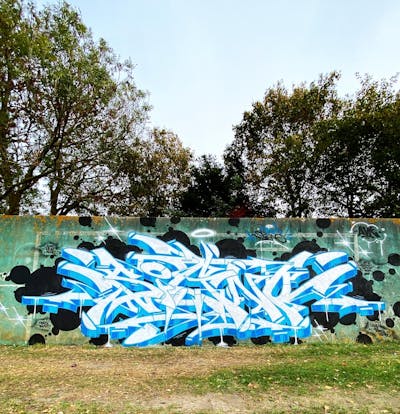 White and Light Blue and Black Stylewriting by Signo. This Graffiti is located in France and was created in 2023.