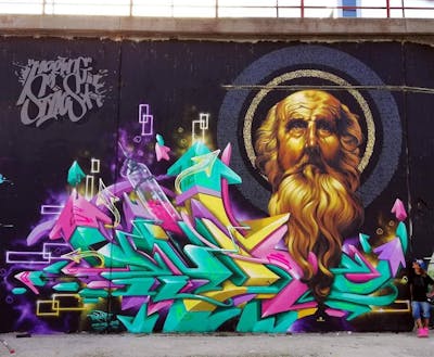 Colorful Stylewriting by Rudi and Rudiart. This Graffiti is located in madrid, Spain and was created in 2020. This Graffiti can be described as Stylewriting, 3D and Characters.