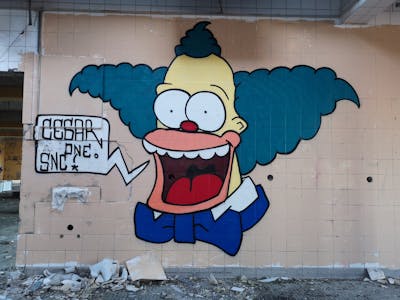 Colorful Characters by CesarOne.SNC. This Graffiti is located in Germany and was created in 2018. This Graffiti can be described as Characters and Abandoned.