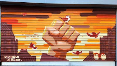 Brown and Orange and Red Characters by Tris. This Graffiti is located in Paris, France and was created in 2022. This Graffiti can be described as Characters and Commission.