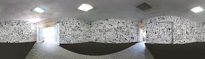 Black and White Streetart by Hülpman, OST and PÜTK. This Graffiti is located in Flöha, Germany and was created in 2022. This Graffiti can be described as Streetart and Commission.