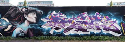 Colorful Characters by Mon, Cors One and dejoe. This Graffiti is located in Berlin, Germany and was created in 2022. This Graffiti can be described as Characters, Stylewriting and Wall of Fame.