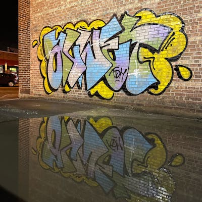 Yellow and Colorful Stylewriting by ALWET. This Graffiti is located in Chicago, United States and was created in 2023. This Graffiti can be described as Stylewriting, Atmosphere and Street Bombing.