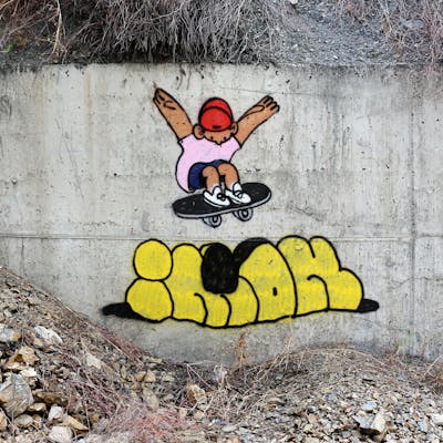 Colorful and Yellow Handstyles by imon boy. This Graffiti is located in Spain and was created in 2021. This Graffiti can be described as Handstyles, Stylewriting and Characters.