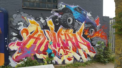 Colorful Stylewriting by Hu-Man. This Graffiti is located in Hamburg, Germany and was created in 2023. This Graffiti can be described as Stylewriting and Characters.