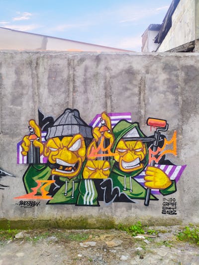 Colorful Characters by Badsyaw. This Graffiti is located in Yogyakarta, Indonesia and was created in 2022.