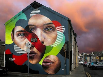Beige and Colorful Characters by Koga one. This Graffiti is located in waterford, Ireland and was created in 2020. This Graffiti can be described as Characters and Murals.