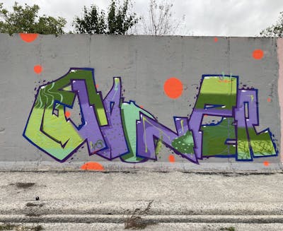 Colorful and Violet and Light Green Stylewriting by Gauner. This Graffiti is located in Germany and was created in 2023.