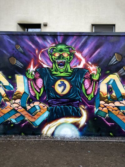 Colorful and Blue Characters by Glurak. This Graffiti is located in Berlin, Germany and was created in 2023.