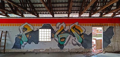 Colorful Stylewriting by HAMPI and PBC. This Graffiti is located in MÜNSTER, Germany and was created in 2023. This Graffiti can be described as Stylewriting and Abandoned.