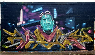 Colorful Stylewriting by angst and CUORE. This Graffiti is located in Berlin, Germany and was created in 2023. This Graffiti can be described as Stylewriting, Characters, Murals, Streetart and Wall of Fame.