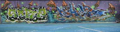 Colorful Stylewriting by Sorez, Chips and smo__crew. This Graffiti is located in London, United Kingdom and was created in 2021. This Graffiti can be described as Stylewriting, Characters and Wall of Fame.