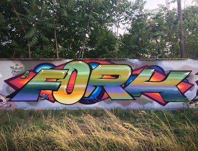 Colorful Stylewriting by Fork Imre. This Graffiti is located in Budapest, Hungary and was created in 2017.