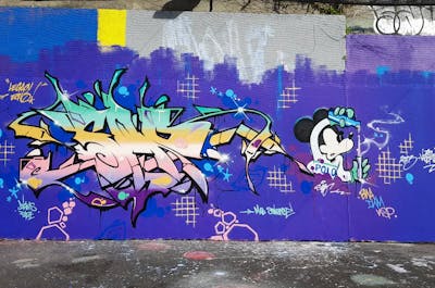 Colorful and Violet Stylewriting by SAO2971. This Graffiti is located in St helier, Jersey and was created in 2023. This Graffiti can be described as Stylewriting and Characters.