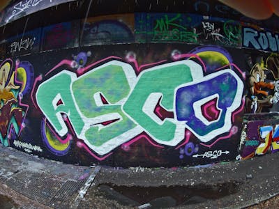 Colorful Stylewriting by Asco. This Graffiti is located in Hamburg, Germany and was created in 2020. This Graffiti can be described as Stylewriting and Wall of Fame.