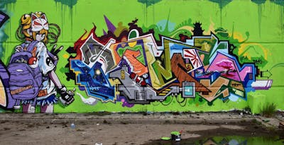 Light Green and Colorful Stylewriting by Senpaigraffiti and Rims. This Graffiti is located in Maastricht, Netherlands and was created in 2022. This Graffiti can be described as Stylewriting and Characters.