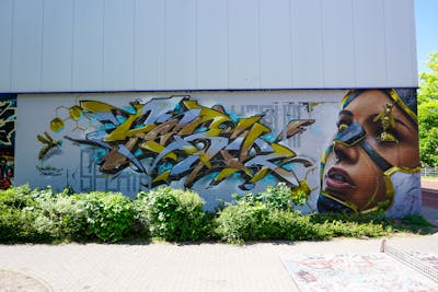 Colorful and Beige Stylewriting by Spektrum and Perm. This Graffiti is located in Rostock, Germany and was created in 2022. This Graffiti can be described as Stylewriting and Characters.