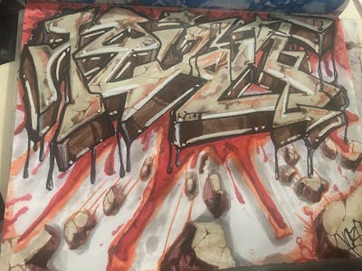 Red and Beige and Brown Blackbook by XQIZIT. This Graffiti is located in Jamaica Queens NY, United States and was created in 2023. This Graffiti can be described as Blackbook.