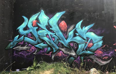Light Blue Stylewriting by YEKO. This Graffiti is located in Leeds, United Kingdom and was created in 2019.