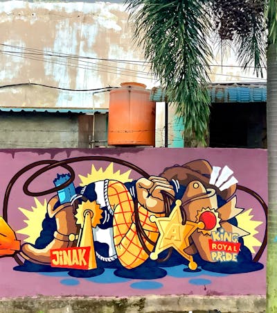 Colorful and Beige Stylewriting by JINAK. This Graffiti is located in Batam, Indonesia and was created in 2022. This Graffiti can be described as Stylewriting and Characters.